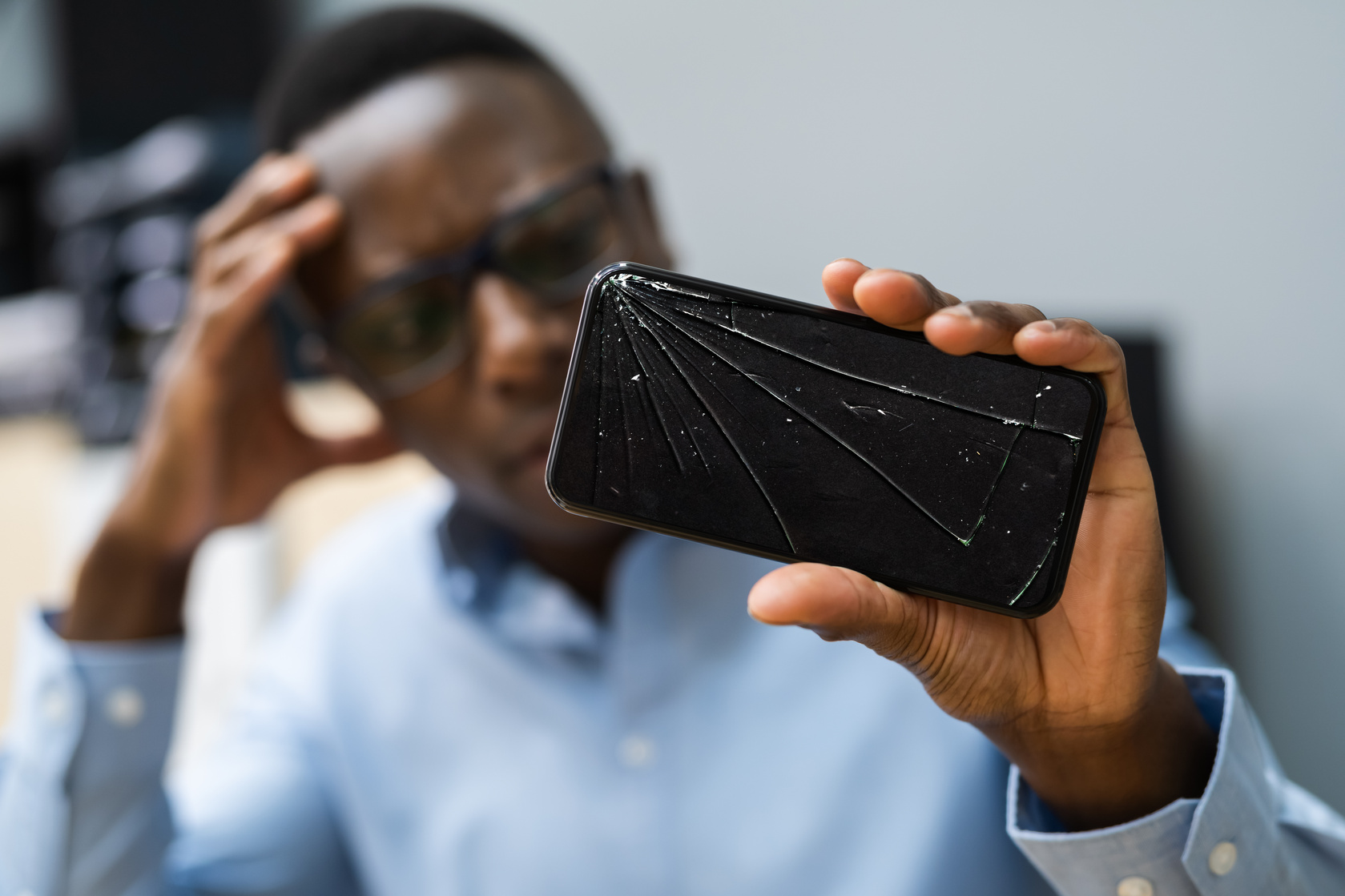 Cracked Broken Phone. Smartphone Repair